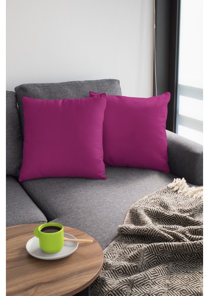 2'li 43 x 43 cm Fuşya Premium Kumaş Tay Tüyü Döşemelik Dekoratif Çift Taraflı Kırlent Kılıfı KRL015