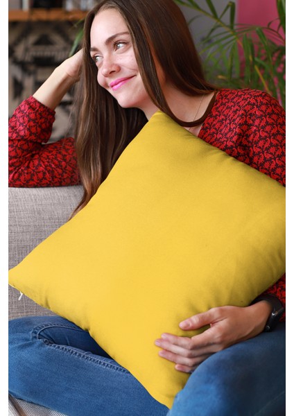 2'li 43 x 43 cm Sarı Tay Tüyü Döşemelik Premium Kumaş Dekoratif Çift Taraflı Kırlent Kılıfı KRL016 fırsatları