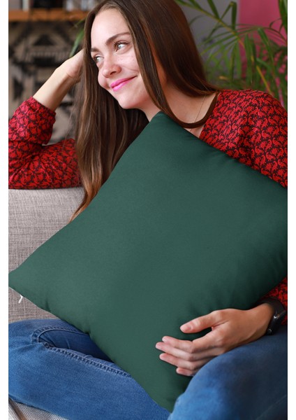 2'li 43 x 43 cm Zümrüt Döşemelik Tay Tüyü Premium Kumaş Dekoratif Çift Taraflı Kırlent Kılıfı KRL018 fırsatları