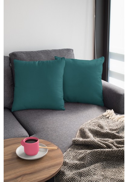 2'li 43 x 43 cm P.yeşil Premium Kumaş Tay Tüyü Döşemelik Dekoratif Çift Taraflı Kırlent Kılıfı KRL019