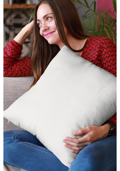 2'li 43 x 43 cm Beyaz Tay Tüyü Döşemelik Premium Kumaş Dekoratif Çift Taraflı Kırlent Kılıfı KRL026 fırsatları