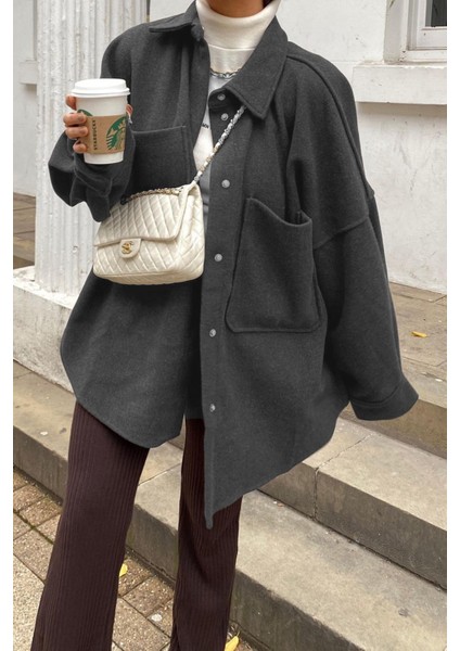 Mad Girls Antrasit Over Size Gömlek Ceket MG1281 modelleri