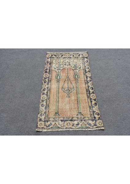 Eskitme Halı, Türk Halısı, Halı, 70X124 cm Bej Halı, Bohemsı Küçük Halı, Giriş Halı, 11377