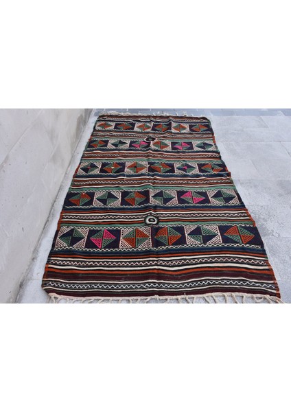 Eskitme Kilim, Türk Kilim, Small Kilim, 1x1 cm Turuncu Kilim, El Dokuma Kilim, Duvar Asma Kilim, 18