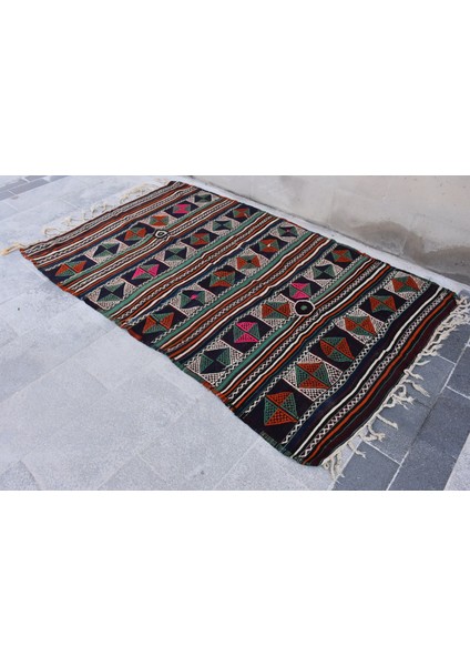 Eskitme Kilim, Türk Kilim, Small Kilim, 1x1 cm Turuncu Kilim, El Dokuma Kilim, Duvar Asma Kilim, 18