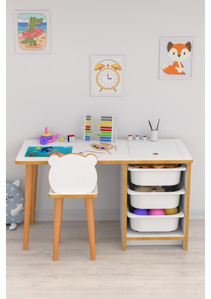 Soho Çocuk Çalışma Masası Oyun ve Etkinlik Masası Beyaz Sepetli fiyatları