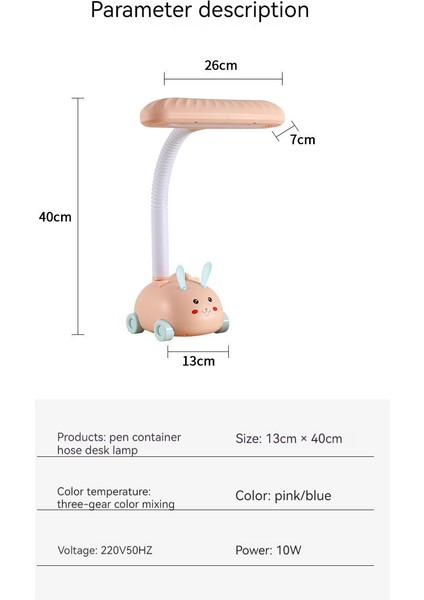 Küçük Tavşan Öğrenci Göz Korumalı LED Masa Lambası