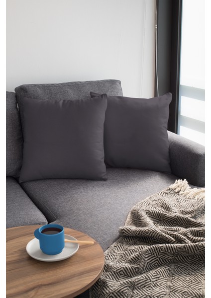 4'lü 43 x 43 cm Füme Tay Tüyü Döşemelik Premium Kumaş Dekoratif Çift Taraflı Kırlent Kılıfı KRL001 fırsatları