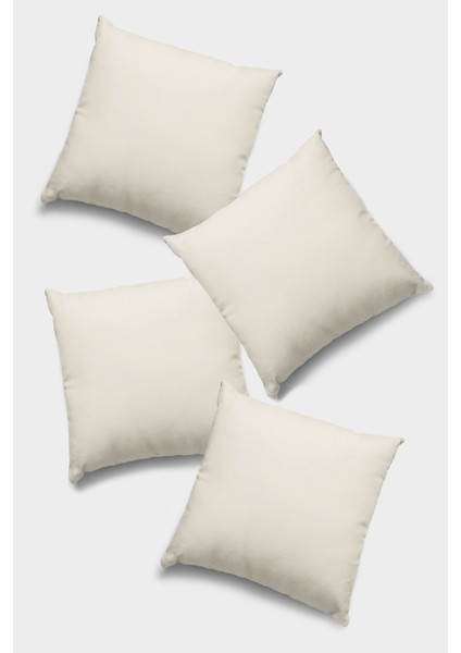 4'lü 43 x 43 cm Ekru Tay Tüyü Döşemelik Premium Kumaş Dekoratif Çift Taraflı Kırlent Kılıfı KRL003