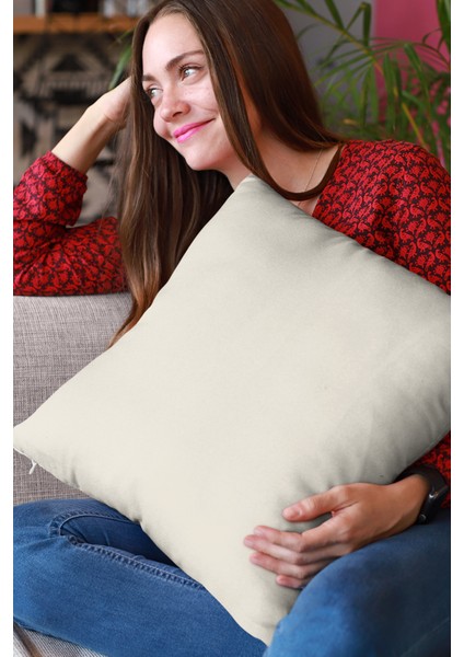4'lü 43 x 43 cm Ekru Tay Tüyü Döşemelik Premium Kumaş Dekoratif Çift Taraflı Kırlent Kılıfı KRL003 indirimleri