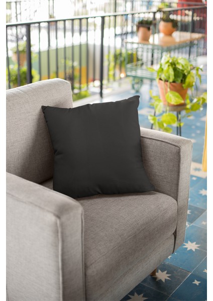 4'lü 43 x 43 cm Siyah Dekoratif Çift Taraflı Tay Tüyü Döşemelik Premium Kumaş Kırlent Kılıfı KRL004 fiyatları