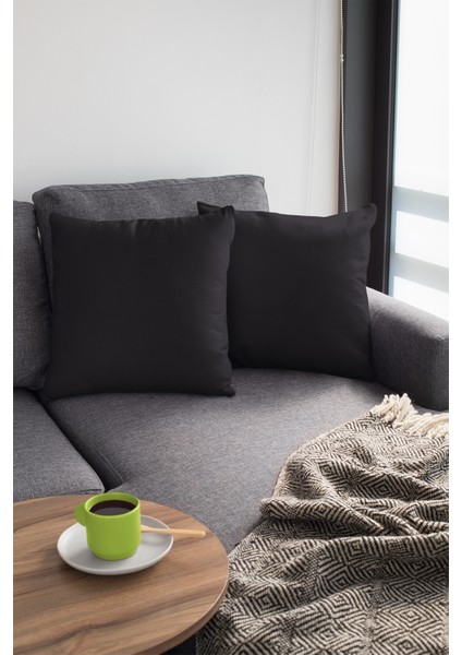 4'lü 43 x 43 cm Siyah Dekoratif Çift Taraflı Tay Tüyü Döşemelik Premium Kumaş Kırlent Kılıfı KRL004 fırsatları
