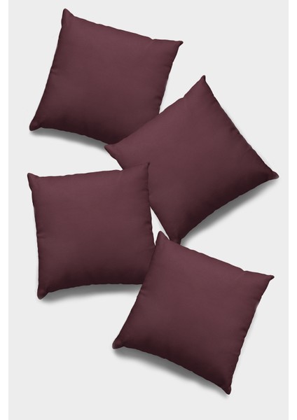 4'lü 43 x 43 cm Bordo Döşemelik Tay Tüyü Premium Kumaş Dekoratif Çift Taraflı Kırlent Kılıfı KRL007