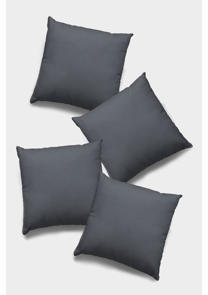4'lü 43 x 43 cm K.gri Premium Tay Tüyü Döşemelik Kumaş Dekoratif Çift Taraflı Kırlent Kılıfı KRL011