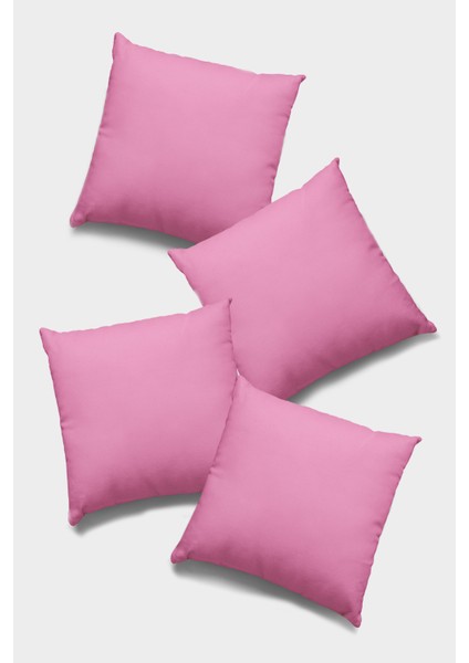 4'lü 43 x 43 cm Pembe Tay Tüyü Döşemelik Premium Kumaş Dekoratif Çift Taraflı Kırlent Kılıfı KRL014