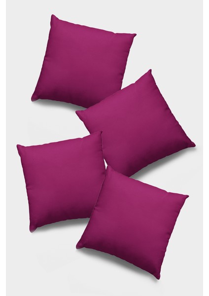 4'lü 43 x 43 cm Fuşya Premium Kumaş Tay Tüyü Döşemelik Dekoratif Çift Taraflı Kırlent Kılıfı KRL015