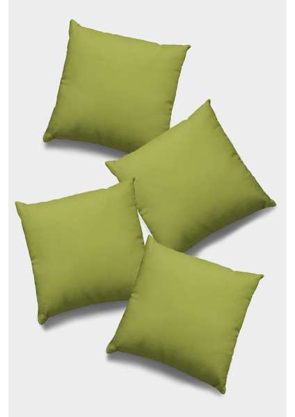 4'lü 43 x 43 cm Yeşil Dekoratif Çift Taraflı Tay Tüyü Döşemelik Premium Kumaş Kırlent Kılıfı KRL017