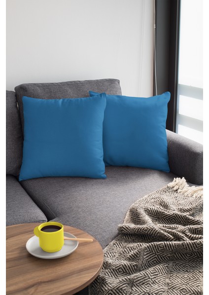 4'lü 43 x 43 cm Mavi Çift Taraflı Tay Tüyü Döşemelik Premium Kumaş Dekoratif Kırlent Kılıfı KRL021 fırsatları