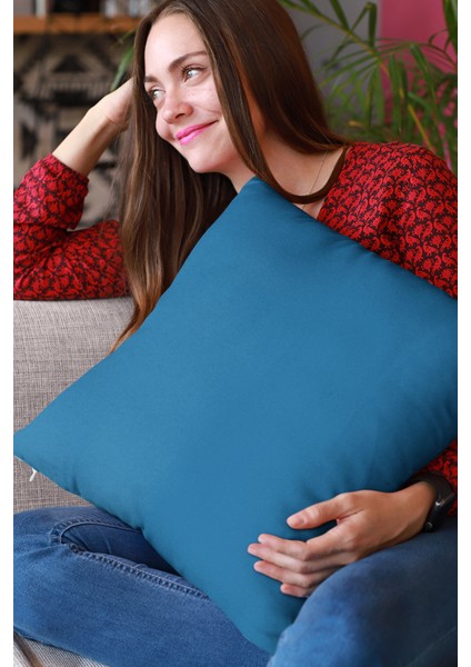 4'lü 43 x 43 cm Mavi Çift Taraflı Tay Tüyü Döşemelik Premium Kumaş Dekoratif Kırlent Kılıfı KRL021 indirimleri