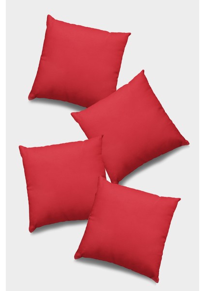 4'lü 43 x 43 cm Kırmızı Kırlent Kılıfı Tay Tüyü Döşemelik Premium Kumaş Dekoratif Çift Taraflı KRL023