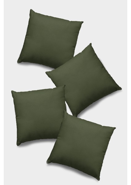 4'lü 43 x 43 cm Haki Premium Tay Tüyü Döşemelik Kumaş Dekoratif Çift Taraflı Kırlent Kılıfı KRL024
