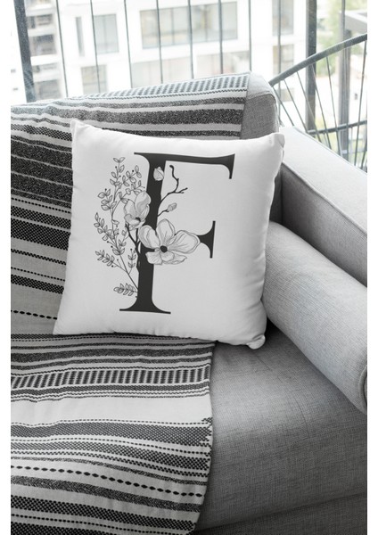 43 x 43 cm Premium Kumaş Tay Tüyü Döşemelik Dekoratif Çift Taraflı F Harfli Kırlent Kılıfı KRL506 fırsatları