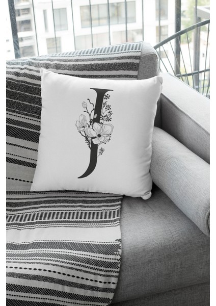 43 x 43 cm Çift Taraflı Premium Tay Tüyü Döşemelik Kumaş Dekoratif J Harfli Kırlent Kılıfı KRL511 fırsatları