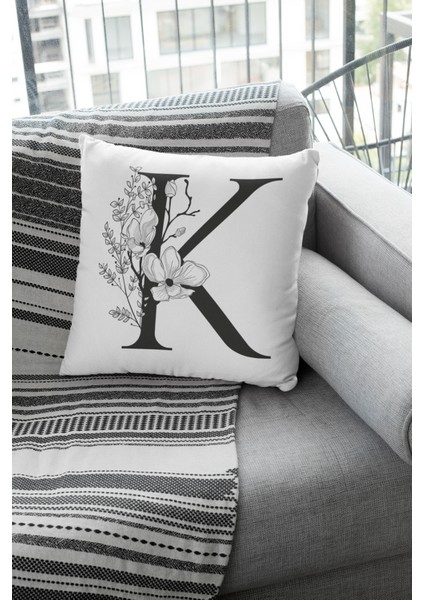 43 x 43 cm Tay Tüyü Döşemelik Premium Kumaş Dekoratif Çift Taraflı K Harfli Kırlent Kılıfı KRL512 fırsatları