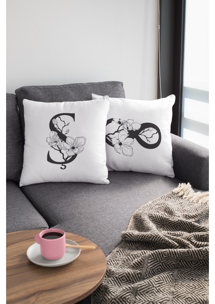 43 x 43 cm Ş Harfli Kırlent Kılıfı Tay Tüyü Döşemelik Premium Kumaş Dekoratif Çift Taraflı KRL521 modelleri