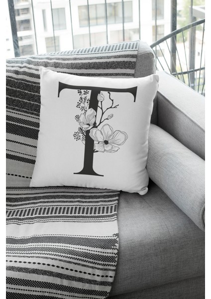 43 x 43 cm T Harfli Yastık Kılıfı Tay Tüyü Döşemelik Premium Kumaş Dekoratif Çift Taraflı KRL522 fırsatları