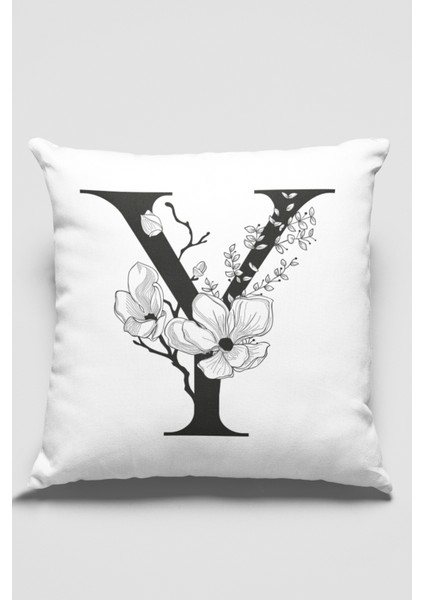 43 x 43 cm Dekoratif Çift Taraflı Y Harfli Kırlent Kılıfı Tay Tüyü Döşemelik Premium Kumaş KRL526