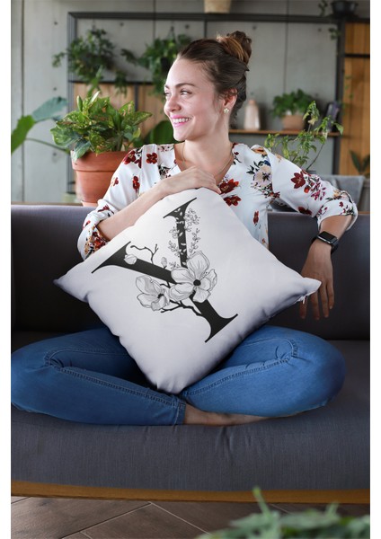 43 x 43 cm Dekoratif Çift Taraflı Y Harfli Kırlent Kılıfı Tay Tüyü Döşemelik Premium Kumaş KRL526