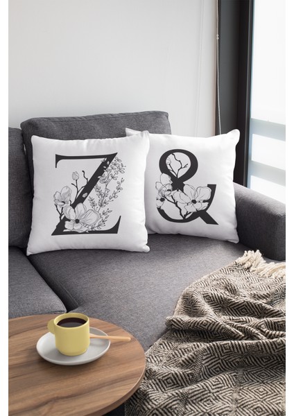 43 x 43 cm Tay Tüyü Döşemelik Premium Kumaş Dekoratif Çift Taraflı Z Harfli Yastık Kılıfı KRL527 modelleri