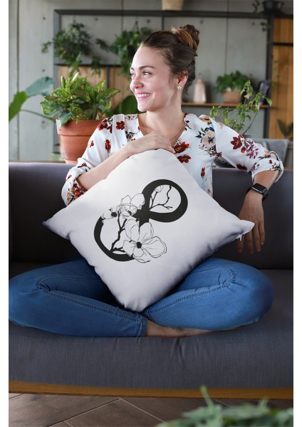 43 x 43 cm Tay Tüyü Döşemelik Premium Kumaş Dekoratif Çift Taraflı Sonsuzluk Kırlent Kılıfı KRL529 fiyatları