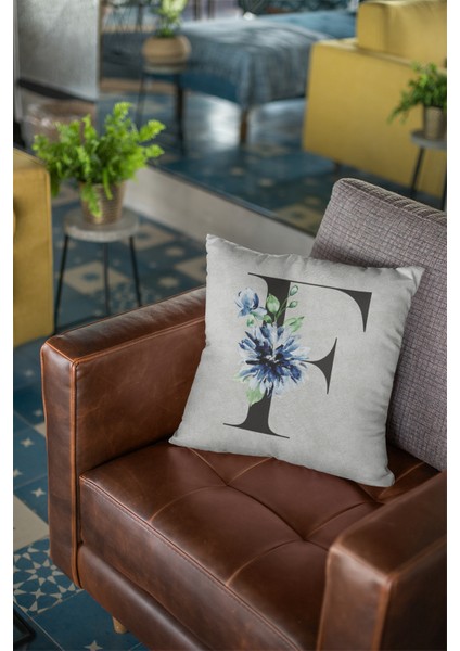 43 x 43 cm Gri Premium Kumaş Tay Tüyü Döşemelik Dekoratif Çift Taraflı F Harfli Kırlent Kılıfı KRL568 modelleri