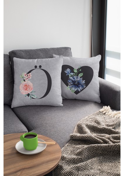 43 x 43 cm Gri Döşemelik Tay Tüyü Premium Kumaş Dekoratif Çift Taraflı Ö Harfli Kırlent Kılıfı KRL579 fiyatları