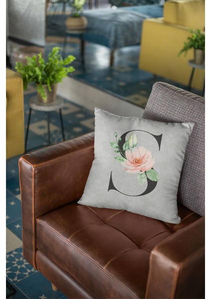 43 x 43 cm Gri Çift Taraflı Tay Tüyü Döşemelik Premium Kumaş Dekoratif S Harfli Kırlent Kılıfı KRL582 modelleri