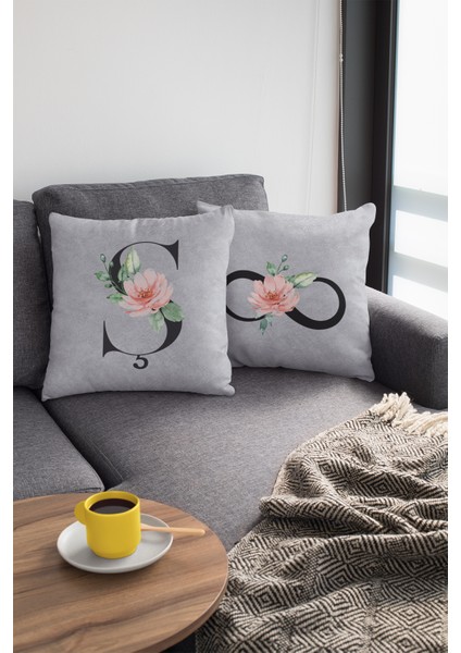 43 x 43 cm Gri Ş Harfli Kırlent Kılıfı Tay Tüyü Döşemelik Premium Kumaş Dekoratif Çift Taraflı KRL583 fiyatları