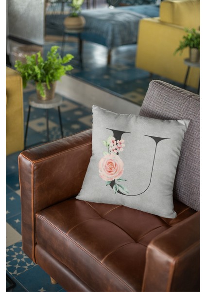 43 x 43 cm Gri Premium Tay Tüyü Döşemelik Kumaş Dekoratif Çift Taraflı U Harfli Kırlent Kılıfı KRL585 modelleri