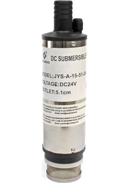 24 Volt Mazot Yağ Aktarma Pompası, Dc Mini Dalgıç Pompa Süzgeçli 51 mm Dış Çap