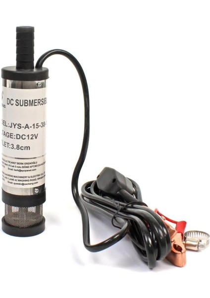 12 Volt Mazot Yağ Aktarma Pompası, Dc Mini Dalgıç Pompa Süzgeçli 38 mm Dış Çap