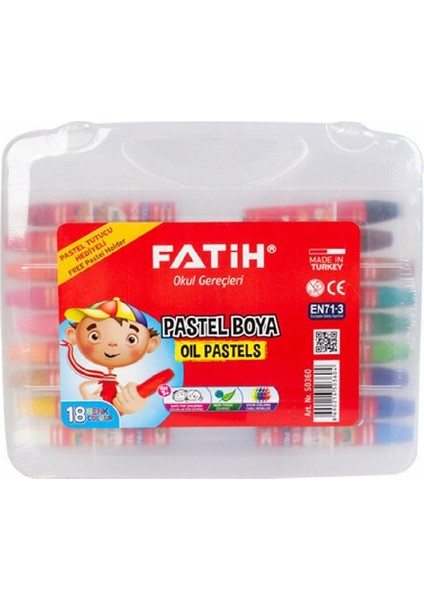 18 Renk Pastel Boya Plastik Çantalı Tutucu Hediyeli 18 Li 1 Paket