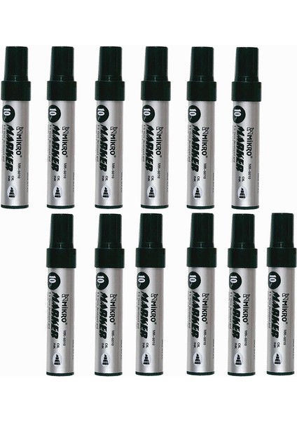 Siyah Permanent Markör Marker Kesik Uçlu Koli Kalemi Siyah 10 mm MR-6010 12 Adet