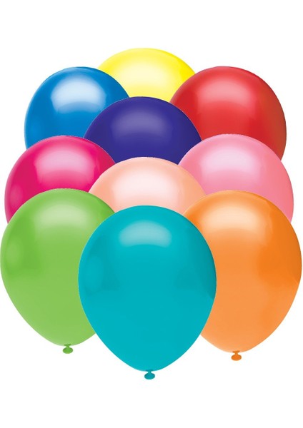 T121183 Balonevi, Karışık Renk, 12'' Baskısız Pastel Balon 100'LÜ Paket
