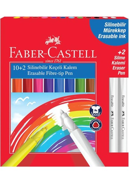 10+2 Renk Silinebilir Keçeli Kalem Faber Keçeli Boya Kalemi 1 Paket