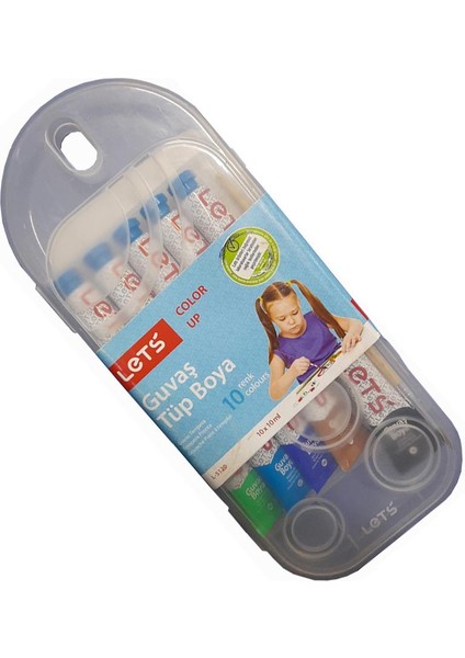 Guaj Boya 10 Renk 10 ml Plastik Kutuda Fırça 1 Paket Guaj Boya Seti 10'lu