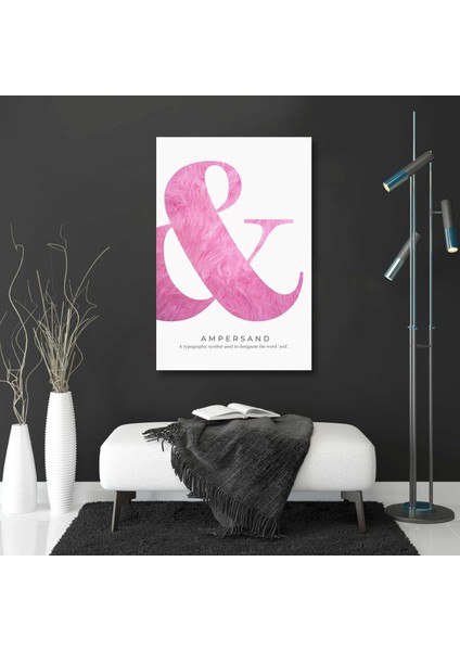 Ile Işareti Pembe Peluş Ampersand Tipografik Minimal Iskandinav Tarzı Kanvas Tablo