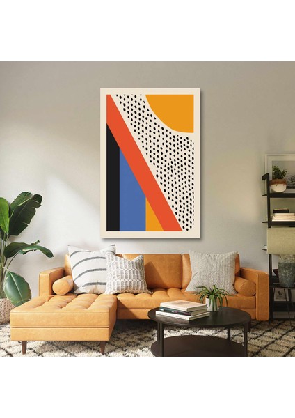 Güneş Siyah Noktalar Minimal Mid Century Tarzı Grafik Renkli Kanvas Tablo