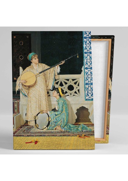 Osman Hamdi Bey Saz ve Def Çalan Kız Kanvas Tablo