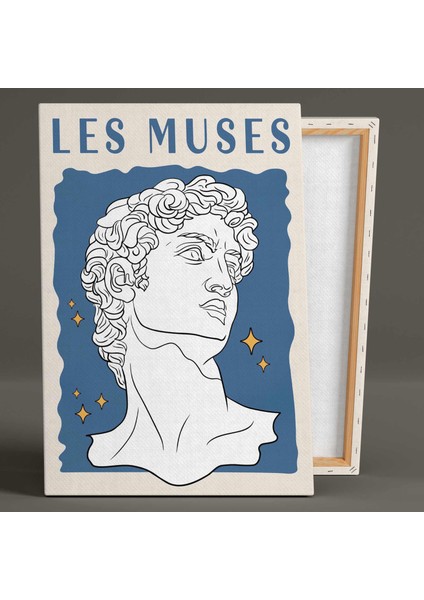 Les Muses Davud Heykeli Mavi Minimal Kanvas Tablo fiyatları